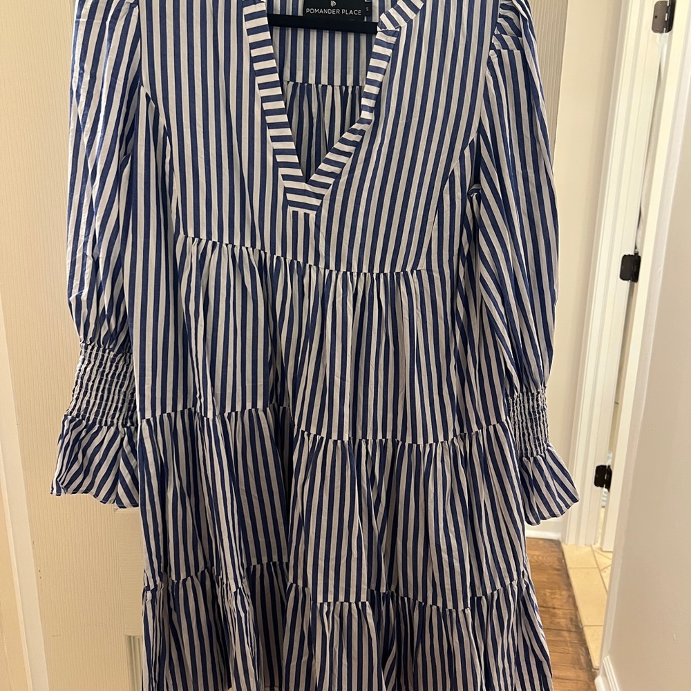 Pomander Place Blue and White Striped Kenzo Dress